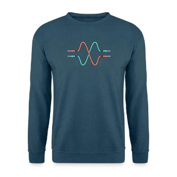 Zwei Klinkenkabel zeichnen eine Stereo-Sinuswelle - Unisex Pullover - Indigoblau - Vorne
