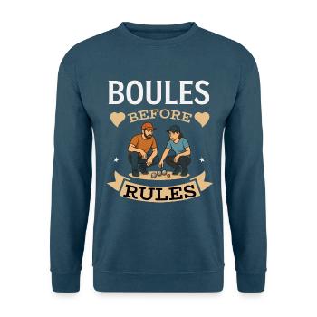 Boules Before Rules – Boule Paar Geschenk - Unisex Pullover - Indigoblau - Vorne