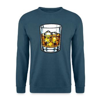 Whiskeyglas mit Eiswürfeln - Unisex Pullover - Indigoblau - Vorne