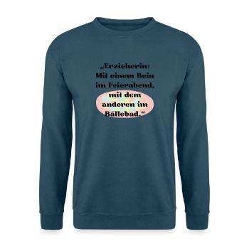 Kita Tasse für Erzieherin – Kindergarten Spruch  - Unisex Pullover - Indigoblau - Vorne