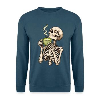 Halloween Skelett mit Matcha Latte – Spooky Tea Ti - Unisex Pullover - Indigoblau - Vorne