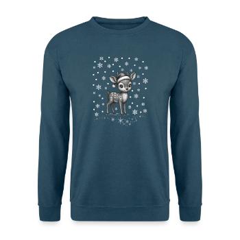 Rentier Schnee / reindeer snowflakes Weihnachten  - Unisex Pullover - Indigoblau - Vorne