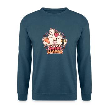 Sushi-Llamas: Flauschige Lamas mit Sushi - Unisex Pullover - Indigoblau - Vorne