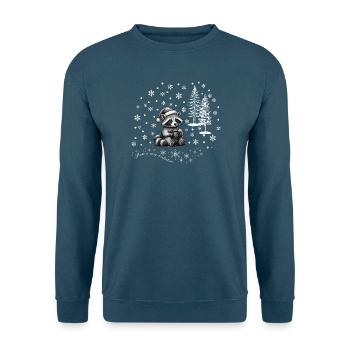 Waschbär Schnee /raccoon snowflakes Weihnachten - Unisex Pullover - Indigoblau - Vorne