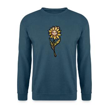Sonnenblumengesicht-Blütenkunst - Unisex Pullover - Indigoblau - Vorne