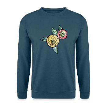 Pastellfarbene Blumenmandala, Pastellfarben - Unisex Pullover - Indigoblau - Vorne