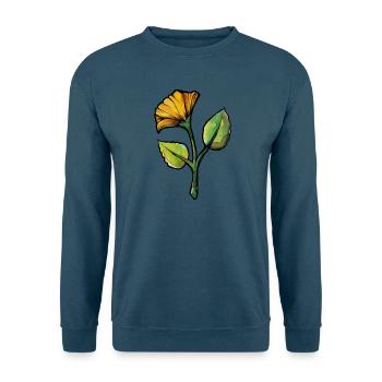 Gelbe Aquarellblume auf Schwarz - Unisex Pullover - Indigoblau - Vorne