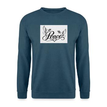 Frieden Schrift mit Taubenherz - Unisex Pullover - Indigoblau - Vorne