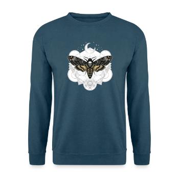 Totenkopfschwärmer mit Mond - Unisex Pullover - Indigoblau - Vorne