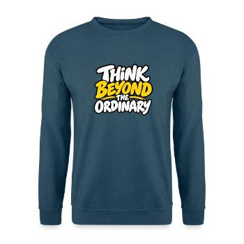 Think Beyond the Ordinary – Positives Statement  - Unisex Pullover - Indigoblau - Vorne