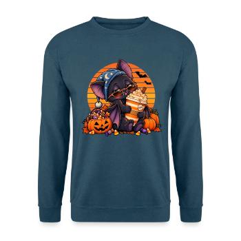 Halloween Fledermaus-Arzt mit Kaffee - Unisex Pullover - Indigoblau - Vorne