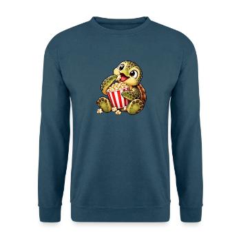 Schildkröte mit Popcorn im Kino - Unisex Pullover - Indigoblau - Vorne