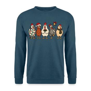 Christmas Chickens – Lustiger festlicher Comic - Unisex Pullover - Indigoblau - Vorne