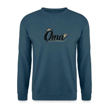 Oma mit Krone – Elegantes Vintage Design - Unisex Pullover - Indigoblau - Vorne