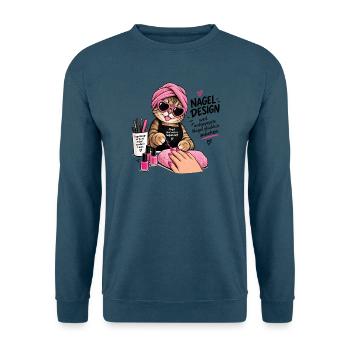 Nagel Design Katze Pink Glam - Unisex Pullover - Indigoblau - Vorne