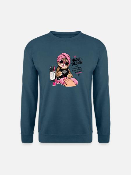 Nagel Design Katze Pink Glam - Unisex Pullover - Indigoblau