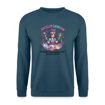 Nailart Meisterin im Farbwirbel - Unisex Pullover - Indigoblau - Vorne