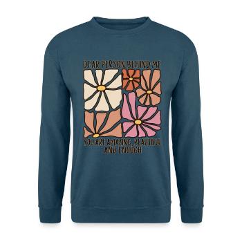 Dear Person Behind Me – Selbstliebe Retro Blumen - Unisex Pullover - Indigoblau - Vorne