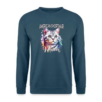 American Shorthair Mom Katze - Unisex Pullover - Indigoblau - Vorne
