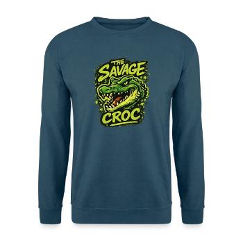 Wildes Krokodil in Grün im Grungelook - Unisex Pullover - Indigoblau - Vorne