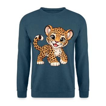 Kawaii Leopard – Süße wilde Katze - Unisex Pullover - Indigoblau - Vorne