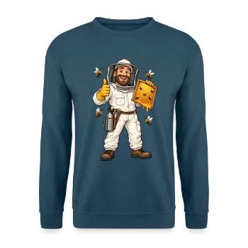 Imker im Comicstil – Bienen und Honig - Unisex Pullover - Indigoblau - Vorne