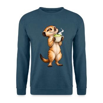 Erdmännchen mit Matcha Latte – Süße Teepause - Unisex Pullover - Indigoblau - Vorne