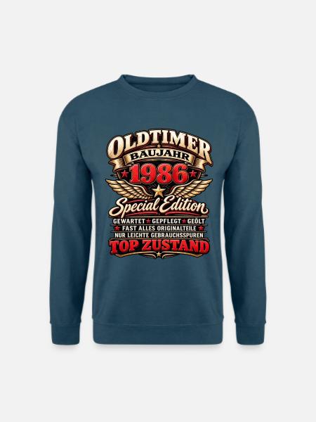 Oldtimer Baujahr 1986 – Vintage Special Edition - Unisex Pullover - Indigoblau