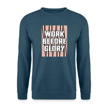 Werk vor Ruhm: Kühne Typografie - Unisex Pullover - Indigoblau - Vorne