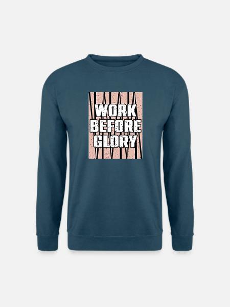 Werk vor Ruhm: Kühne Typografie - Unisex Pullover - Indigoblau