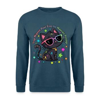 Black Cat Rainbow Chic Lustig - Unisex Pullover - Indigoblau - Vorne