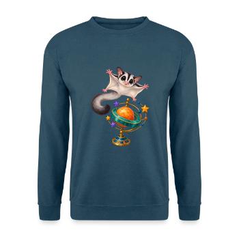Gleitbeutler mit buntem Planeten-Ringkreisel - Unisex Pullover - Indigoblau - Vorne