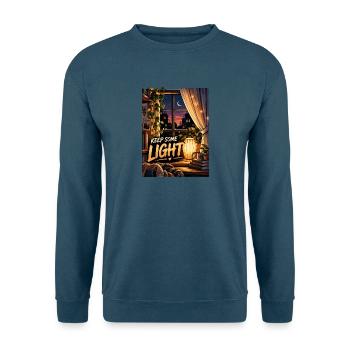 Etwas Licht bewahren – Gemütliche Nachtfensterkunst - Unisex Pullover - Indigoblau - Vorne