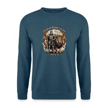 Ritter Löwe Jesus Bibel - Unisex Pullover - Indigoblau - Vorne