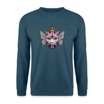 Britische königliche Maske mit Schmetterlingen - Unisex Pullover - Indigoblau - Vorne