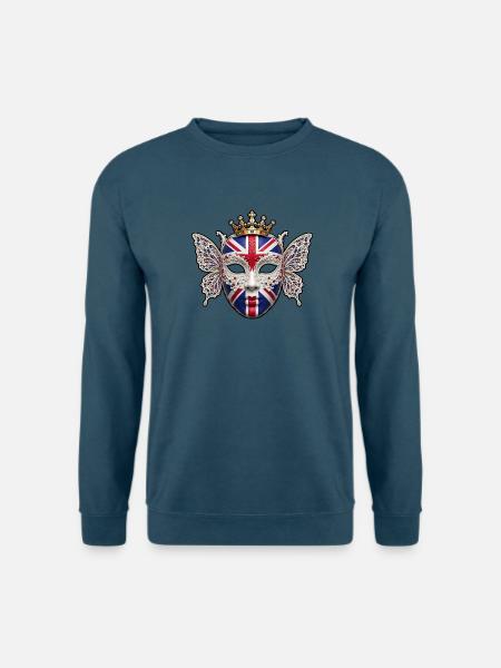Britische königliche Maske mit Schmetterlingen - Unisex Pullover - Indigoblau