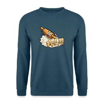 Nudelholz Plätzchen Teig Backen Comic T-Shirt - Unisex Pullover - Indigoblau - Vorne