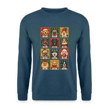 Weihnachtshundeporträts – Festliche Hunderassen - Unisex Pullover - Indigoblau - Vorne
