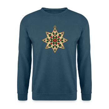 Weihnachtsstern Stickerei Ornament - Unisex Pullover - Indigoblau - Vorne