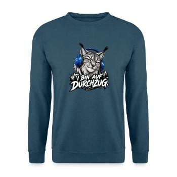 Katzenkopf mit Kopfhörern Bergabenteuer - Unisex Pullover - Indigoblau - Vorne