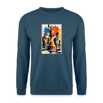 Pop Art schachmotiv - Geschnk für Schachspieler - Unisex Pullover - Indigoblau - Vorne