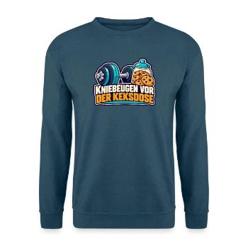 Kraftsport – Kniebeugen vor der Keksdose - Unisex Pullover - Indigoblau - Vorne