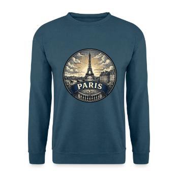 Paris, Frankreich Reiseabzeichen Eiffelturm-Souvenir - Unisex Pullover - Indigoblau - Vorne