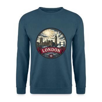 London UK Reiseabzeichen Big Ben Vintage Souvenir - Unisex Pullover - Indigoblau - Vorne