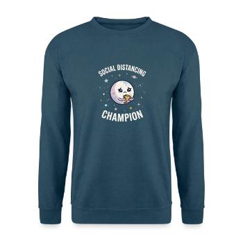 Social Distancing Champion Mond - Unisex Pullover - Indigoblau - Vorne