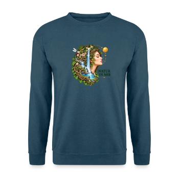 Natur in mir: Flusswald Portrait - Unisex Pullover - Indigoblau - Vorne