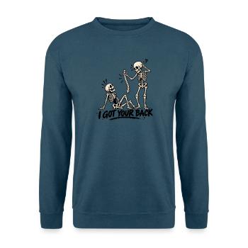 Skelettduelle und Lachen - Unisex Pullover - Indigoblau - Vorne
