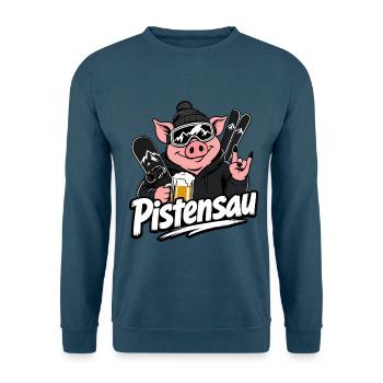Pistensau Apres Ski Skifahrer Snowboard - Unisex Pullover - Indigoblau - Vorne