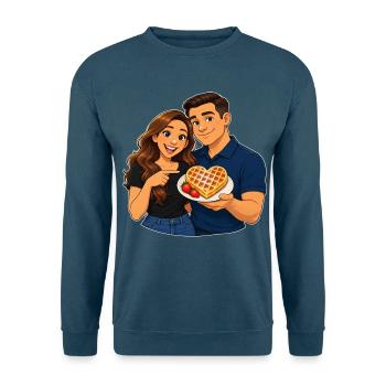 Herzförmiges Waffel-Liebesdate - Unisex Pullover - Indigoblau - Vorne