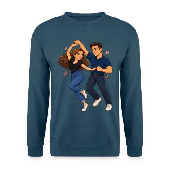 Swinging-Dance-Paar-Illustration - Unisex Pullover - Indigoblau - Vorne